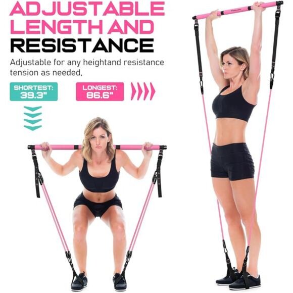 Pilates Bar Kit with Resistance Bands, Multifunctional Pilates Bar for Women Men - Picture 5 of 7